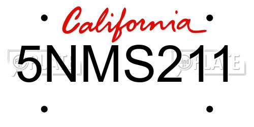 5NMS211 California License Plate