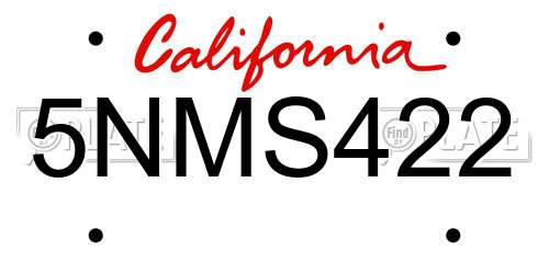 5NMS422 California License Plate
