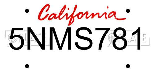 5NMS781 California License Plate