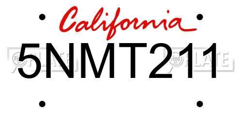 5NMT211 California License Plate