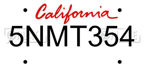 5NMT354 California License Plate
