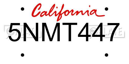5NMT447 California License Plate