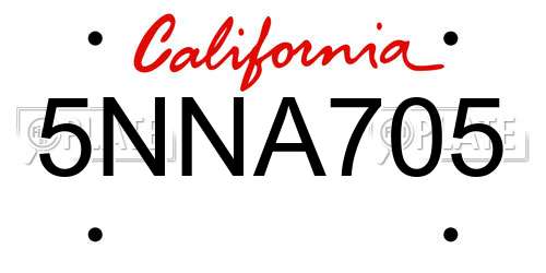 5NNA705 California License Plate