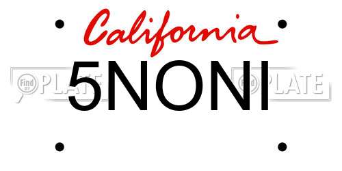 5NONI California License Plate