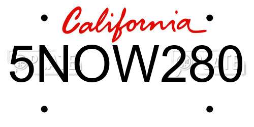 5NOW280 California License Plate