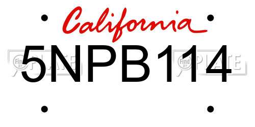 5NPB114 California License Plate