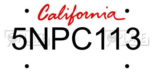 5NPC113 California License Plate
