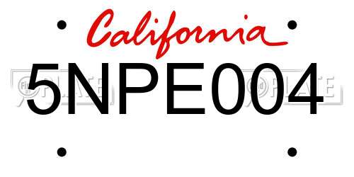 5NPE004 California License Plate