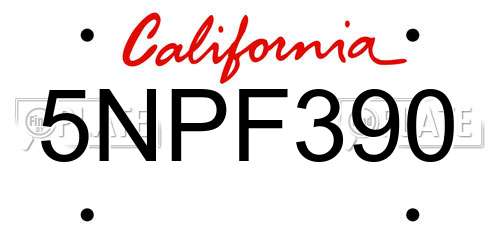 5NPF390 California License Plate