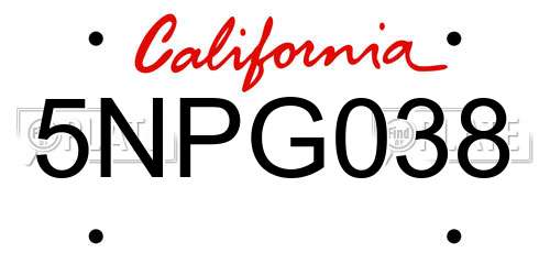 5NPG038 California License Plate