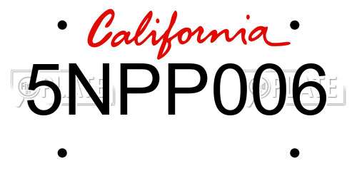 5NPP006 California License Plate