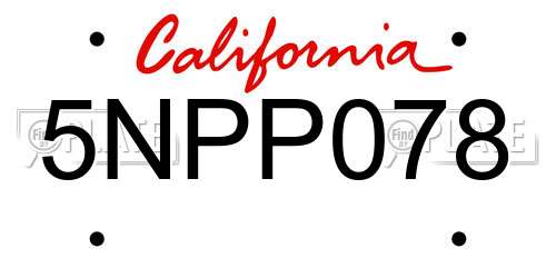 5NPP078 California License Plate