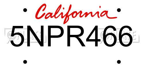 5NPR466 California License Plate