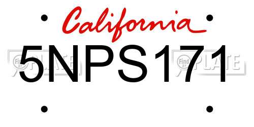 5NPS171 California License Plate