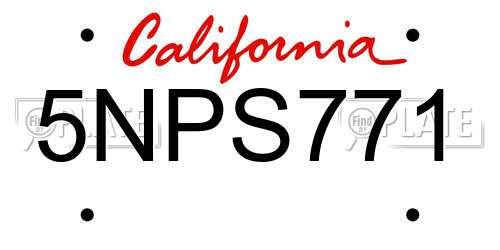 5NPS771 California License Plate