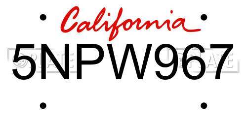 5NPW967 California License Plate