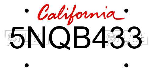 5NQB433 California License Plate