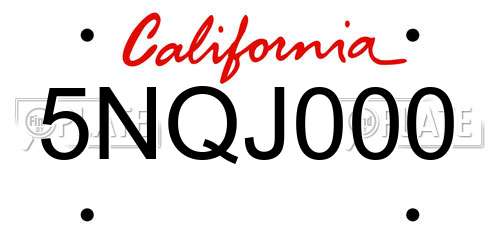 5NQJ000 California License Plate