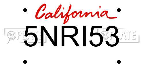 5NRI53 California License Plate