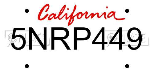 5NRP449 California License Plate