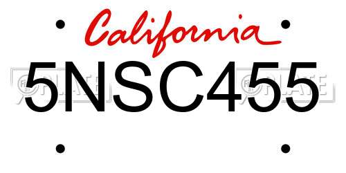 5NSC455 California License Plate