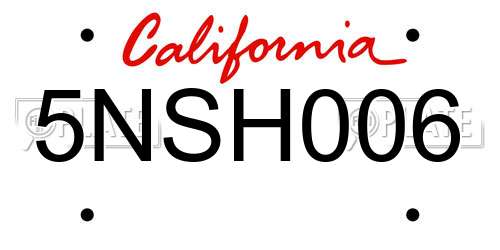 5NSH006 California License Plate