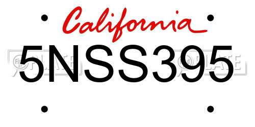 5NSS395 California License Plate