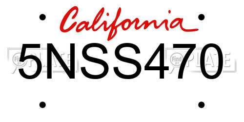 5NSS470 California License Plate