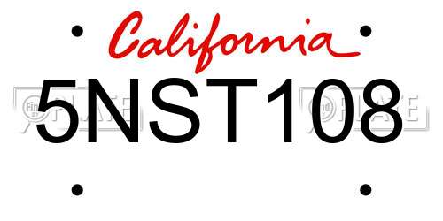 5NST108 California License Plate