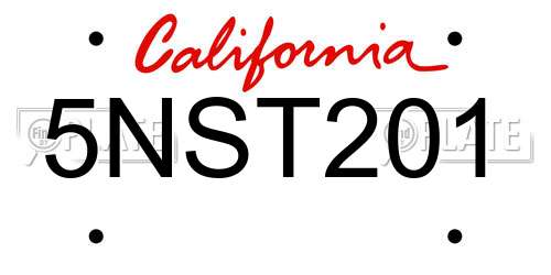 5NST201 California License Plate