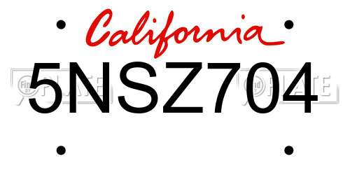 5NSZ704 California License Plate