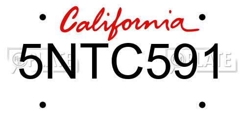 5NTC591 California License Plate