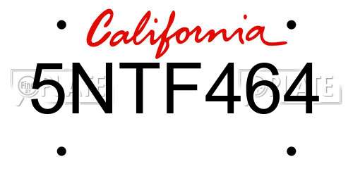 5NTF464 California License Plate
