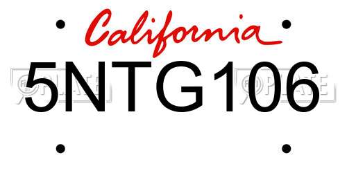 5NTG106 California License Plate
