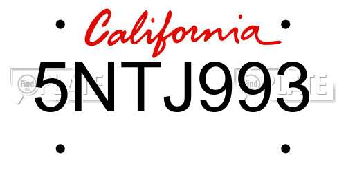 5NTJ993 California License Plate