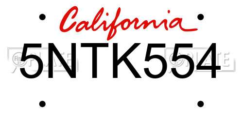 5NTK554 California License Plate