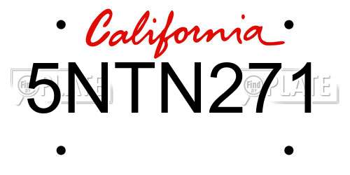 5NTN271 California License Plate