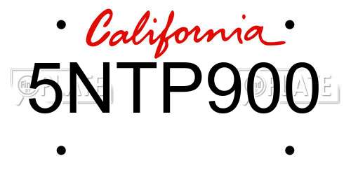 5NTP900 California License Plate