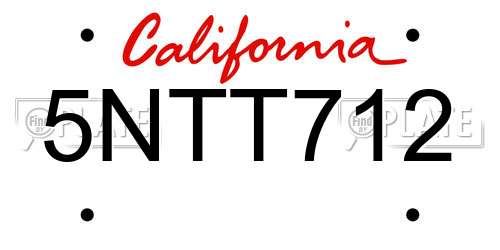 5NTT712 California License Plate