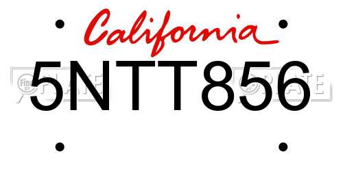 5NTT856 California License Plate