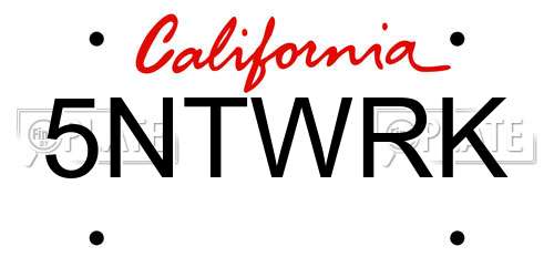 5NTWRK California License Plate