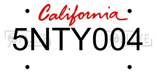 5NTY004 California License Plate