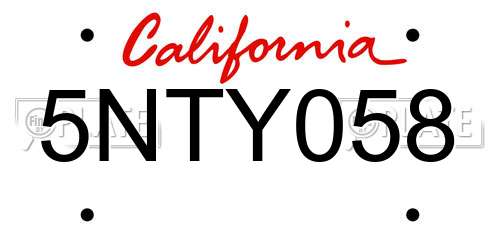 5NTY058 California License Plate