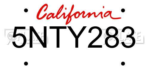 5NTY283 California License Plate