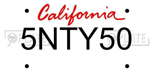 5NTY50 California License Plate