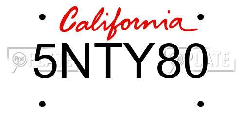 5NTY80 California License Plate