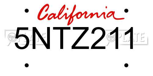 5NTZ211 California License Plate