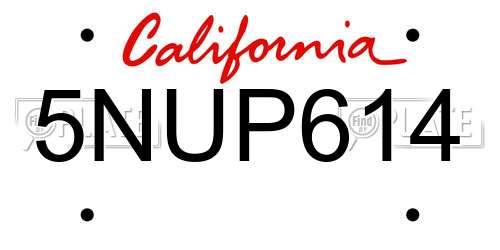 5NUP614 California License Plate