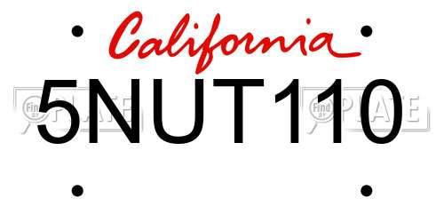 5NUT110 California License Plate