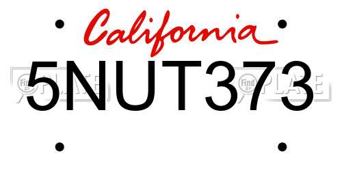 5NUT373 California License Plate